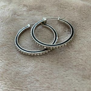 WHBM Black and Crystal Hoop Earrings